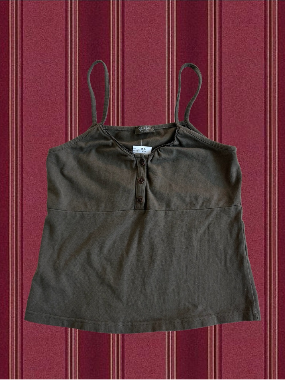 Brandy Melville Olive Henley Spaghetti Strap Tank